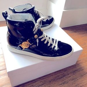 VERSACE black patient hightop shoes